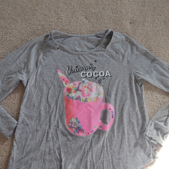Justice Girls unicorn cocoa shirt 14/16 - Picture 2 of 3